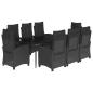 Preview: 9-tlg. Garten-Essgruppe mit Kissen Schwarz Poly Rattan
