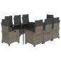 Preview: 9-tlg. Garten-Essgruppe mit Kissen Grau Poly Rattan