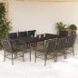 Preview: ARDEBO.de - 9-tlg. Garten-Essgruppe mit Kissen Grau Poly Rattan