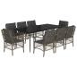 Preview: 9-tlg. Garten-Essgruppe mit Kissen Grau Poly Rattan