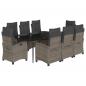Preview: 9-tlg. Garten-Essgruppe mit Kissen Grau Poly Rattan