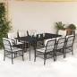 Preview: ARDEBO.de - 9-tlg. Garten-Essgruppe mit Kissen Schwarz Poly Rattan