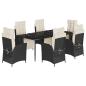 Preview: 7-tlg. Garten-Essgruppe mit Kissen Schwarz Poly Rattan