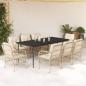 Preview: ARDEBO.de - 9-tlg. Garten-Essgruppe mit Kissen Beige Poly Rattan
