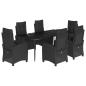 Preview: 7-tlg. Garten-Essgruppe mit Kissen Schwarz Poly Rattan
