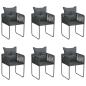 Preview: ARDEBO.de - Gartenstühle 6 Stk. mit Kissen Poly Rattan Schwarz