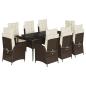 Preview: 9-tlg. Garten-Essgruppe mit Kissen Braun Poly Rattan