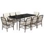 Preview: 9-tlg. Garten-Essgruppe mit Kissen Braun Poly Rattan