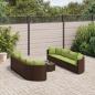 Preview: ARDEBO.de - 9-tlg. Garten-Sofagarnitur mit Kissen Braun Poly Rattan