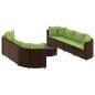 Preview: 9-tlg. Garten-Sofagarnitur mit Kissen Braun Poly Rattan
