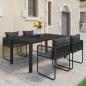 Preview: ARDEBO.de - 5-tlg. Garten-Essgruppe PVC Rattan Schwarz