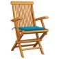 Preview: Gartenstühle mit Blauen Kissen 3 Stk. Massivholz Teak