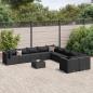 Preview: ARDEBO.de - 11-tlg. Garten-Sofagarnitur mit Kissen Schwarz Poly Rattan