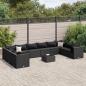 Preview: ARDEBO.de - 11-tlg. Garten-Lounge-Set mit Kissen Schwarz Poly Rattan
