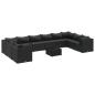 Preview: 11-tlg. Garten-Lounge-Set mit Kissen Schwarz Poly Rattan