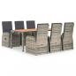 Preview: 7-tlg. Garten-Essgruppe mit Kissen Grau Poly Rattan