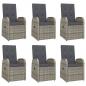 Preview: 7-tlg. Garten-Essgruppe mit Kissen Grau Poly Rattan
