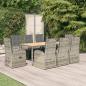 Preview: ARDEBO.de - 9-tlg. Garten-Essgruppe mit Kissen Grau Poly Rattan