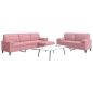 Preview: ARDEBO.de - 3-tlg. Sofagarnitur mit Kissen und Nackenrollen Rosa Samt