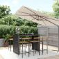 Preview: ARDEBO.de - 7-tlg. Gartenbar-Set Schwarz Poly Rattan & Massivholz Akazie