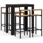 Preview: 5-tlg. Gartenbar-Set Schwarz Poly Rattan & Massivholz Akazie