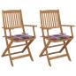 Preview: ARDEBO.de - Klappbare Gartenstühle 2 Stk. mit Kissen Massivholz Akazie