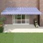 Preview: ARDEBO.de - Markise Einziehbar Blau und Weiß 5x3 m Stoff und Aluminium
