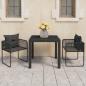 Preview: ARDEBO.de - 3-tlg. Garten-Essgruppe PVC Rattan Schwarz