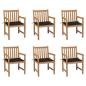 Preview: ARDEBO.de - Gartenstühle 6 Stk. mit Schwarzen Kissen Massivholz Teak