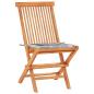 Preview: 3-tlg. Bistro-Set mit Kissen Grau Karomuster Massivholz Teak