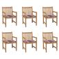 Preview: ARDEBO.de - Gartenstühle 6 Stk. Rote Karomuster-Kissen Massivholz Teak