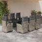 Preview: ARDEBO.de - 9-tlg. Garten-Essgruppe mit Kissen Hellgrau Poly Rattan