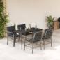 Preview: ARDEBO.de - 5-tlg. Garten-Essgruppe mit Kissen Hellgrau Poly Rattan