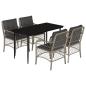 Preview: 5-tlg. Garten-Essgruppe mit Kissen Hellgrau Poly Rattan