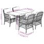 Preview: 5-tlg. Garten-Essgruppe mit Kissen Hellgrau Poly Rattan