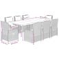 Preview: 9-tlg. Garten-Essgruppe mit Kissen Hellgrau Poly Rattan