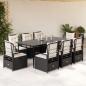 Preview: ARDEBO.de - 9-tlg. Garten-Essgruppe mit Kissen Schwarz Poly Rattan