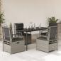 Preview: ARDEBO.de - 5-tlg. Garten-Essgruppe mit Kissen Hellgrau Poly Rattan