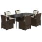 Preview: 7-tlg. Garten-Essgruppe mit Kissen Braun Poly Rattan