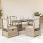 Preview: ARDEBO.de - 5-tlg. Garten-Essgruppe mit Kissen Beige Poly Rattan