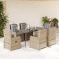 Preview: ARDEBO.de - 7-tlg. Garten-Essgruppe mit Kissen Beige Poly Rattan