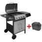 Preview: ARDEBO.de - Gasgrill 4+1 Flammen Schwarz und Silbern