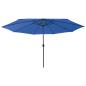 Preview: Sonnenschirm mit LED-Beleuchtung 400 cm Azurblau