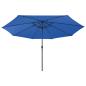 Preview: Sonnenschirm mit LED-Beleuchtung 400 cm Azurblau