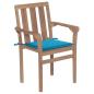 Preview: Gartenstühle 2 Stk. mit Blauen Kissen Teak Massivholz