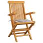 Preview: Gartenstühle Graue Karomuster-Kissen 3 Stk. Massivholz Teak