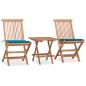 Preview: ARDEBO.de - 3-tlg. Garten-Essgruppe mit Kissen Klappbar Massivholz Teak