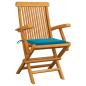 Preview: Gartenstühle mit Blauen Kissen 8 Stk. Massivholz Teak