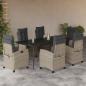 Preview: ARDEBO.de - 7-tlg. Garten-Essgruppe mit Kissen Hellgrau Poly Rattan