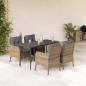 Preview: ARDEBO.de - 5-tlg. Garten-Essgruppe mit Kissen Beige Poly Rattan